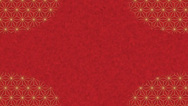Gold asanoha pattern frame forming on vermilion background