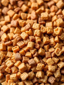 Close-up of crunchy pet food granules, healthy diet for pets,  granules,  crunchy