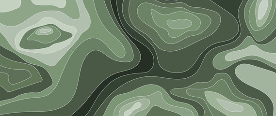 Fototapeta na wymiar Sage Green Topographic Terrain Vector Background with Layered Elevation Shapes and Organic Contour Curves for Nature Inspired Geographic Map Design