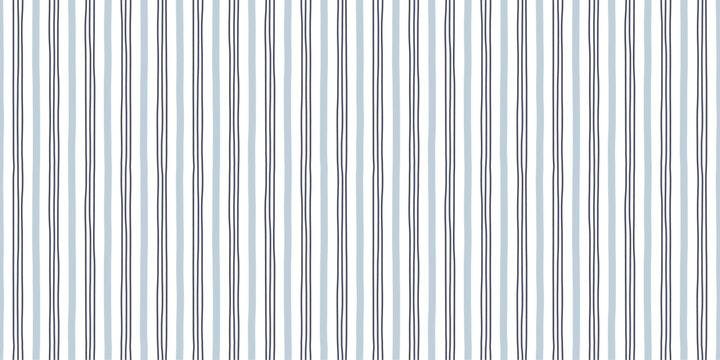 Watercolor seamless pattern with irregular pastel blue stripes. Hand drawn vertical line background. Plaid repeat print for wrapping paper, textile, fabric and wallpaper. Vector illustration