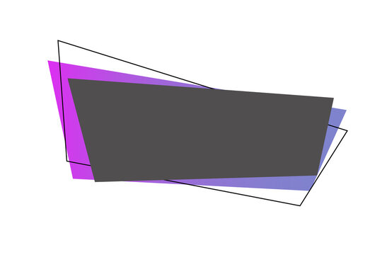 Abstract geometric banner isolated on transparent background with purple and blue layered shapes