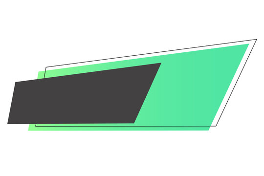 Geometric banner shape with green and charcoal layers isolated on transparent background