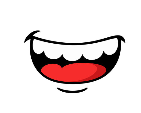 Cartoon mouth smile isolated on transparent background, funny happy expression graphic cutout