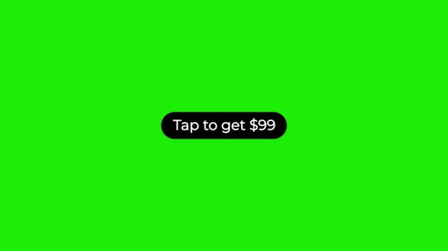Animated $99 cash reward button animation with alpha channel tap to get money button icon sign animated on transparent background.4k video