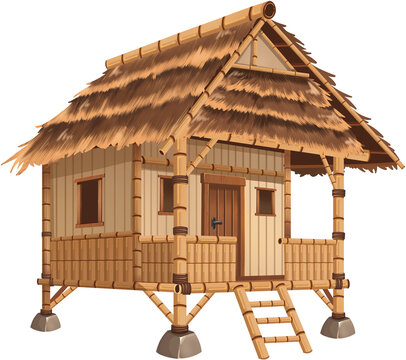 Traditional Bamboo Hut Illustration