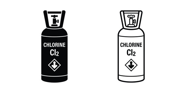 Chlorine Gas Cylinders with Safety Valve and Hazard Symbols for Industrial Use