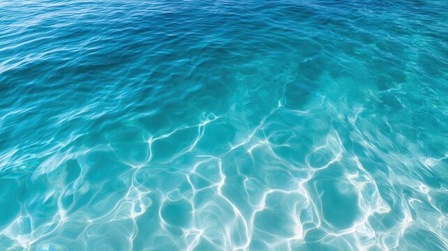 Clear ocean water surface with sun reflections creating a sparkling pattern symbolizing freshness and summer tranquility purity