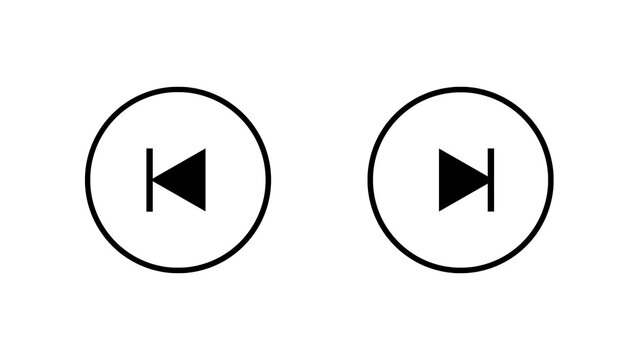 Previous track and next track media player playback control button symbols set isolated on white background