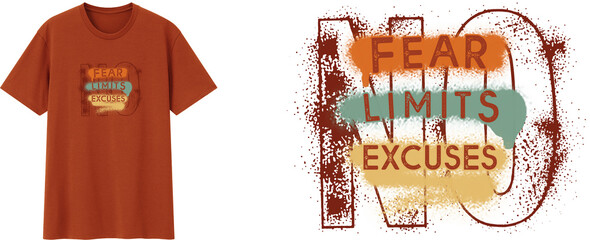 Motivational Streetwear T-shirt Design with No Fear No Limits No Excuses Urban Graffiti Typography © itsaart