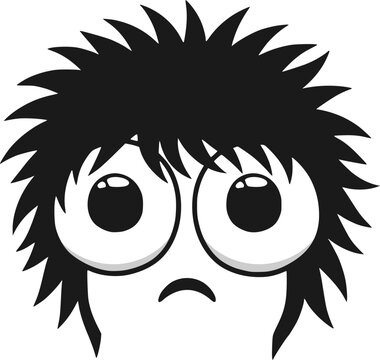 Creative cartoon character with oversized eyes and modern hairstyle, featuring simplistic vector styling.