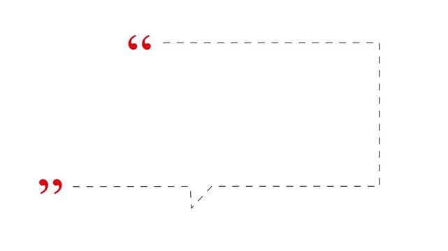 bouncing quotation marks with moving dashed line speech bubble animation.