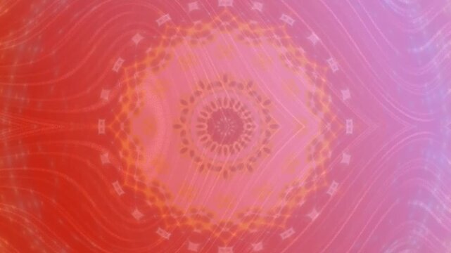 Abstract pink and orange mandala kaleidoscopic patterns pulsating