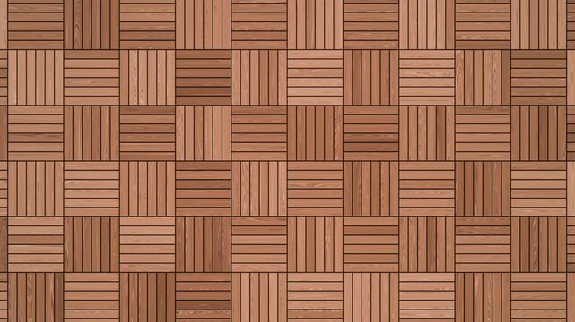 Wooden parquet tile texture background. Natural timber grain surface, geometric wood flooring pattern with interlocking panels for interior design, architecture, and modern home decor. 4k footage