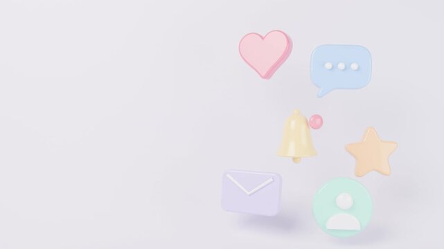 Colorful social media icons floating on a pastel background