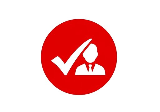 Person raising hand with checkmark approval icon