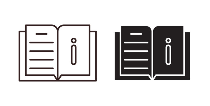 guide book icon flat outline in black