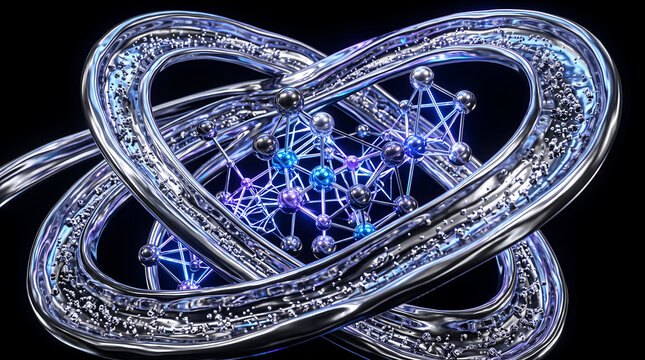 Metallic liquid rings surrounding crystal molecular lattice for industrial nanotechnology.