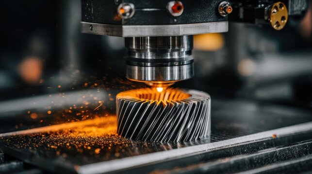 Medium shot of multilayer 3D printer fabricating intricate aerospace components with high precision and advanced technology in a futuristic workshop environment.