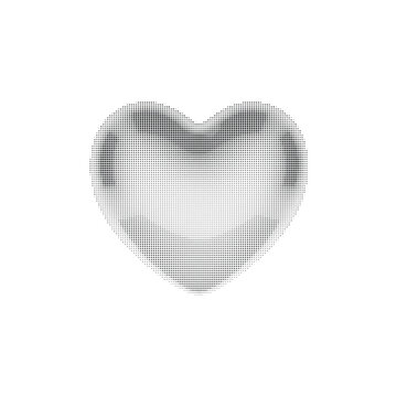 Halftone heart shape icon symbol for modern valentines day greeting card print.