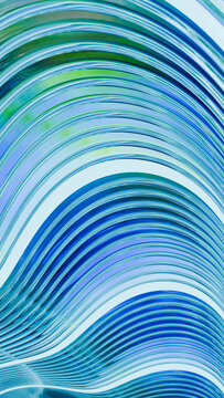 Abstract blue and green curved wavy lines forming dynamic pattern