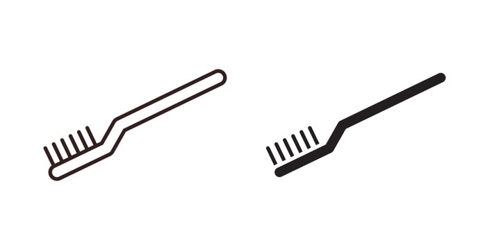 Toothbrush icon flat outline in black