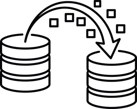 Database migration and data synchronization line icon