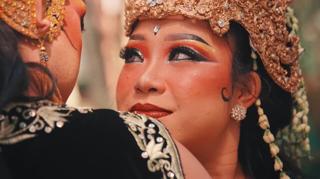 Intimate Gaze of a Traditional Javanese Female Dancer