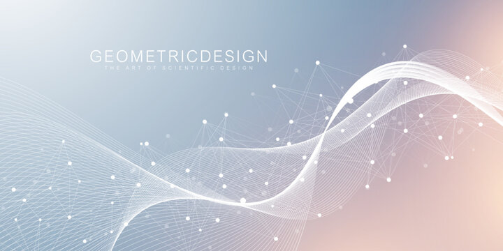 Colorful molecules background. DNA helix, DNA strand, DNA Test. Molecule or atom, neurons. Abstract structure for science or medical background, banner. Scientific vector illustration.