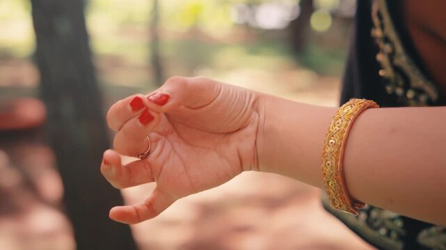 Close-up of a Javanese Dancer's Symbolic Hand Gestures (Mudra)