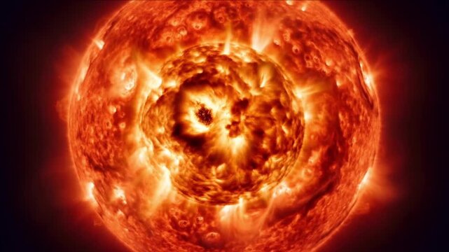 脈動する赤色超巨星の表面で巨大な対流セルが蠢く深宇宙の天体CG