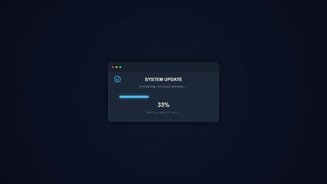 Modern dark application maintenance status card. 4k animation