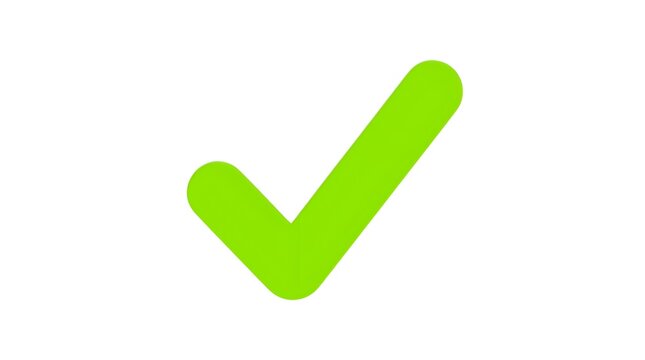 Bright green checkmark symbol isolated on white background