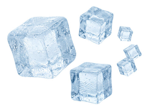 Ice cubes floating in the dark