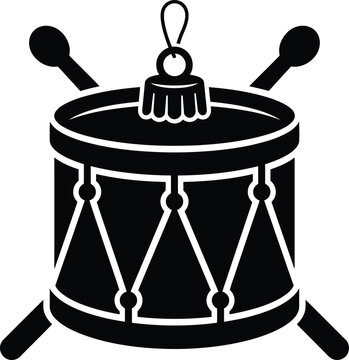 Classic snare drum ornament with crossed drumsticks and tassel for musical holiday themes.
