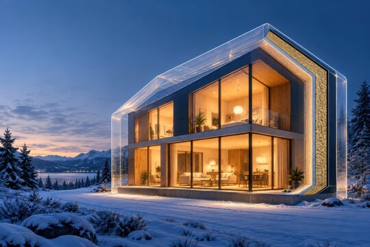 Energy Efficient Modern House Protected by Transparent Thermal Insulation Shell