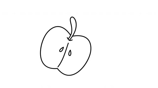 line art of half apple with seeds