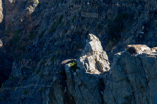 Dramatic Mountain Spire in Rugged Cliff Face