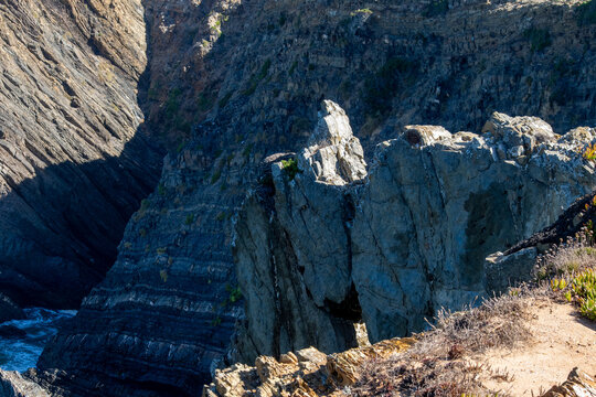 Rugged Coastal Cliffs Overlooking a Deep Canyon Gorge