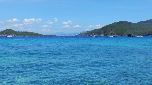 Hon Mun Island at Nha Trang Bay, Vietnam. Beautiful ocean landscape in Nha Trang, Vietnam