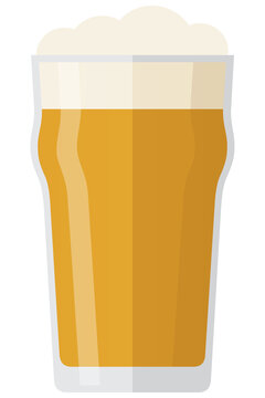 Golden beer pint glass with white foam vector illustration