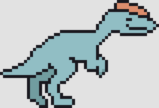 Pixel Art Parasaurolophus Dinosaur Icon