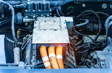 Obraz premium Electrical truck car engine control unit of the car