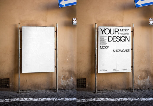 Mockup Of Customizable Poster On Rome Street Wall