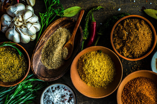 Georgian spices and herbs including garlic and chili peppers