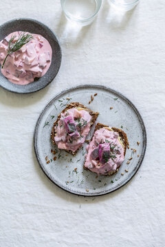Herring salad on bread