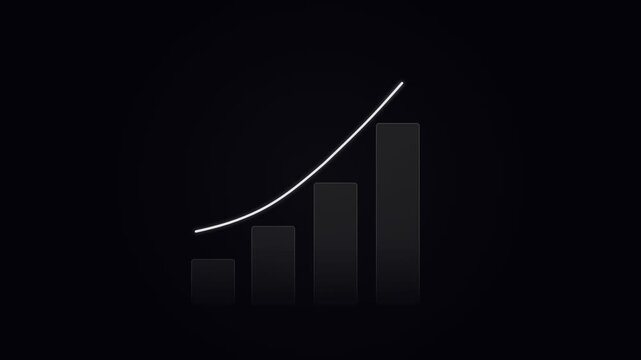 Growth chart bar graph with rising trend line for financial data analysis and business performance reporting
