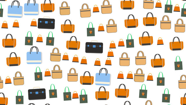 Seamless pattern of bags and briefcases with owls