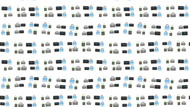 Seamless pattern of briefcases and shopping bags