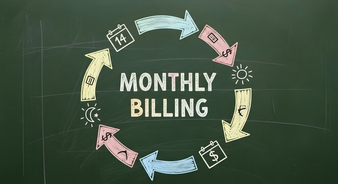 Monthly billing cycle graphic for finance and budgeting concept.