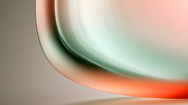 Thick rounded glass corner as abstract lens pale